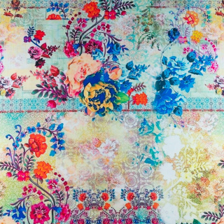 Stof viscose twill gekleurd glad bloemen patroon 0,5m