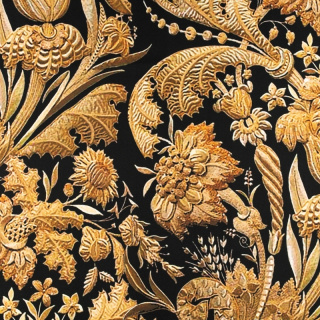 Stof viscose twill zwart glad bloemen patroon 0,5m