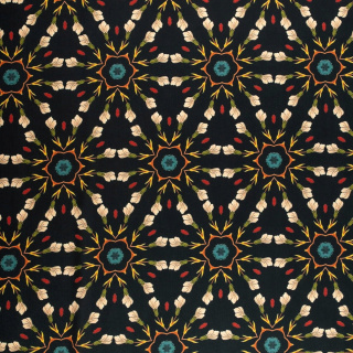 Stof viscose twill zwart glad bloemen patroon 0,5m