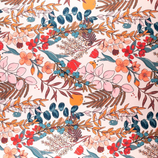 Stof viscose twill lichtroze glad bloemen 0,5m