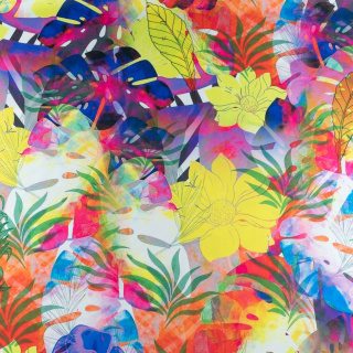 Viscose twill stof glad kleurrijke bloemen patroon 0,5m