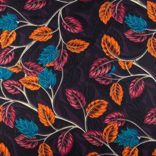 Viscose twill stof paars glad bladeren patroon 0,5m