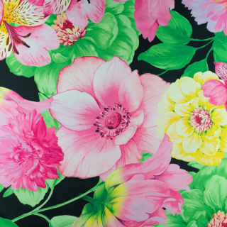 Stof viscose twill roze glad bloemen patroon 0,5m