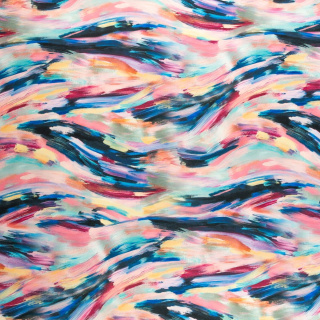 Stof viscose twill roze glad geschilderd patroon 0,5m