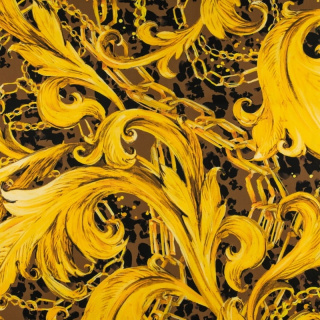 Viscose twill stof goud glad ornament patroon 0,5m