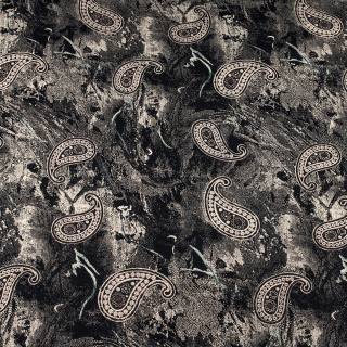 Zwarte viscose stof paisley patroon 100% viscose 0,5m