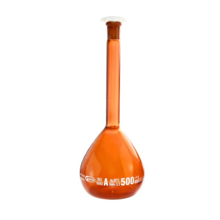 Glazen maatbeker oranje, 25 ml, klasse A, geslepen verbinding 10/19, met certificaat – GLASSCO
