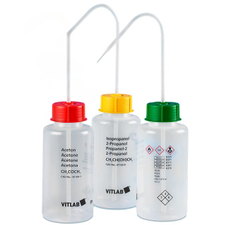 Spuitbeker met Hexaanbedrukking, 500 ml, brede hals GL45 – PE-LD