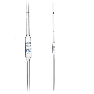 Eenmalige pipet, 2 ml, klasse A, blauwe schaal, met certificaat – DIN ISO 648