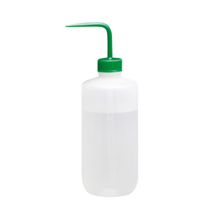 Striekacia fľaša LDPE 1000 ml s úzkym hrdlom a zeleným uzáverom