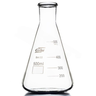 Erlenmeyerfles van glas met smalle hals 500 ml - BORO 3.3, ISO 1773