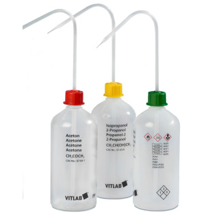 Spuit met MEK-opdruk, 500 ml, smalle hals GL25 – PE-LD