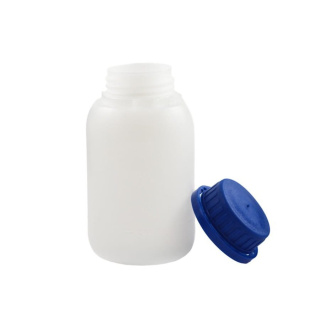 HDPE-fles 250 ml met beveiligingsdeksel blauw – duurzame fles voor vloeistoffen en poedermaterialen voor laboratoria en productie