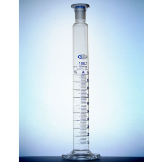 Maatcilinder van glas met stop 250 ml, klasse A, glas BORO 3.3