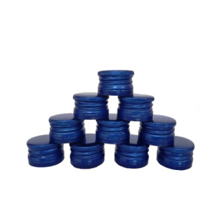 Aluminium schroefdeksel 28/18 mm 50 stuks blauw