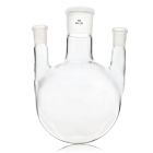 Driehoekige fles met ronde bodem, rechte hals, 100 ml, slijtvlakken 29/14/14, borosilicaatglas (BORO 3.3)