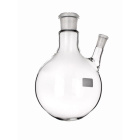 Guľatá banka dvojhrdlá 100 ml, hlavné hrdlo 19/26, bočné šikmé 14/23, borosilikátové sklo 3.3