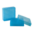 Box na skúmavky PP, 81 miest, modrý - pre Eppendorf a Cryo skúmavky 0,5 - 2,0 ml