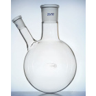 Dubbelhalskolf met ronde bodem en schuine zijhals, 100 ml, slijpingen 24/29 en 14/23, GLASSCO, borosilicaatglas (BORO 3.3)