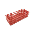 Opvouwbare buizenhouder van PP, 24 plaatsen (3×8), diameter 25 mm, rood, 246×106×68 mm