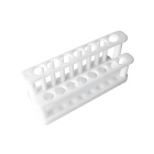 Dubbelrijen rack voor buisjes van PP, 7 plaatsen 21,5 mm en 8 plaatsen 17,5 mm, met pinnen – laboratorium