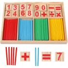 Houten cijfers, stokjes voor wiskundeonderwijs voor kinderen 23x15x1,7cm