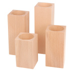 Houten vierkante kandelaars 4 stuks 8-10-12-14cm
