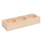 Houten kandelaar voor theelichtjes 3 openingen 14,5x5x2,5cm