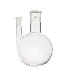 Dubbelhalsfles met ronde bodem, rechte halsen, 100 ml, slijpen 29/32 en 14/23, borosilicaatglas (BORO 3.3)