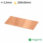Koperen plaat 100x50x2,5 mm