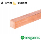 Koperen vierkantstaf 04x04mm 100cm