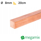 Koperen vierkantstaf 08x08mm 20cm