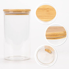 Glazen pot container 1000ml 17cm met houten afsluitdeksel
