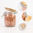 Glazen pot dose 700ml 14cm met houten afsluitdeksel