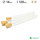 Glazen reageerbuisjes met kurk 120 mm diameter 14 mm 10 st