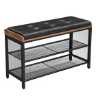 Schoenenkast met zitplek 80x30x48cm metaal hout eco-leer