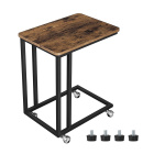 Bijzettafel op wieltjes 50x35x61cm rustiek bruin hout metaal