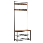 Kledingrek met zitje 70x32x175cm hout, metaal bruin