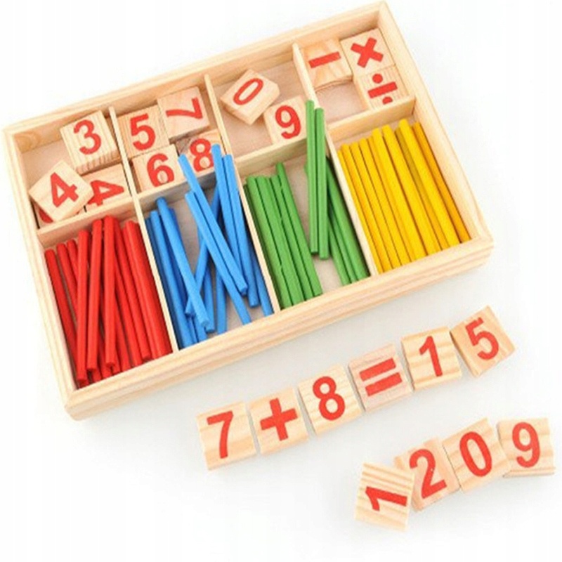 Houten cijfers, stokken voor het leren van rekenen voor kinderen 23x15x1,7cm megamix.sk