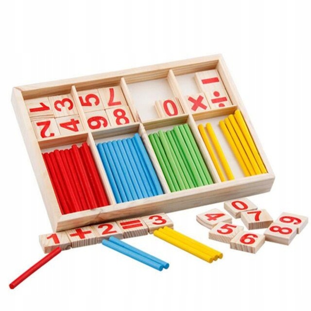 Houten cijfers, stokken voor het leren van rekenen voor kinderen 23x15x1,7cm megamix.sk