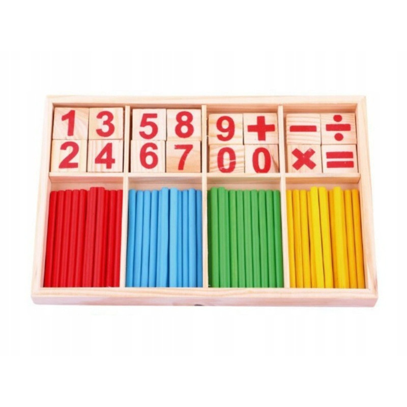 Houten cijfers, stokken voor het leren van rekenen voor kinderen 23x15x1,7cm megamix.sk