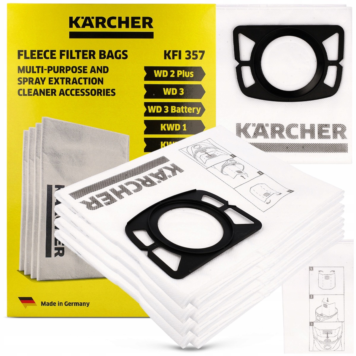 Kärcher fleece filterzakken voor stofzuiger WD2 / WD3 4 stuks megamix.sk
