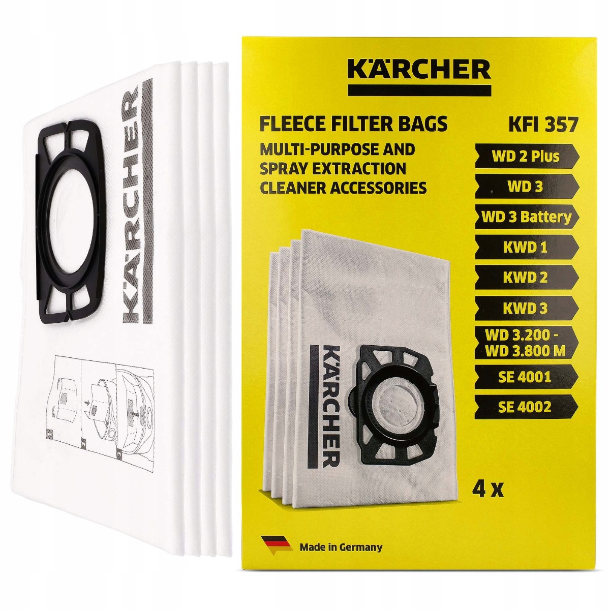 Kärcher fleece filterzakken voor stofzuiger WD2 / WD3 4 stuks megamix.sk