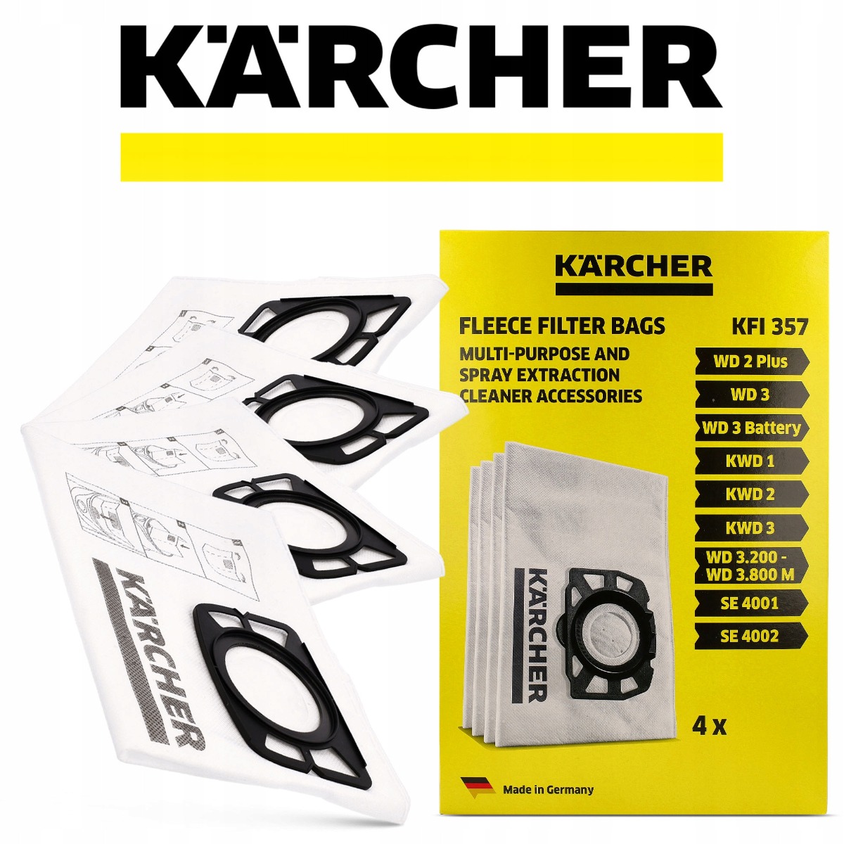 Kärcher fleece filterzakken voor stofzuiger WD2 / WD3 4 stuks megamix.sk