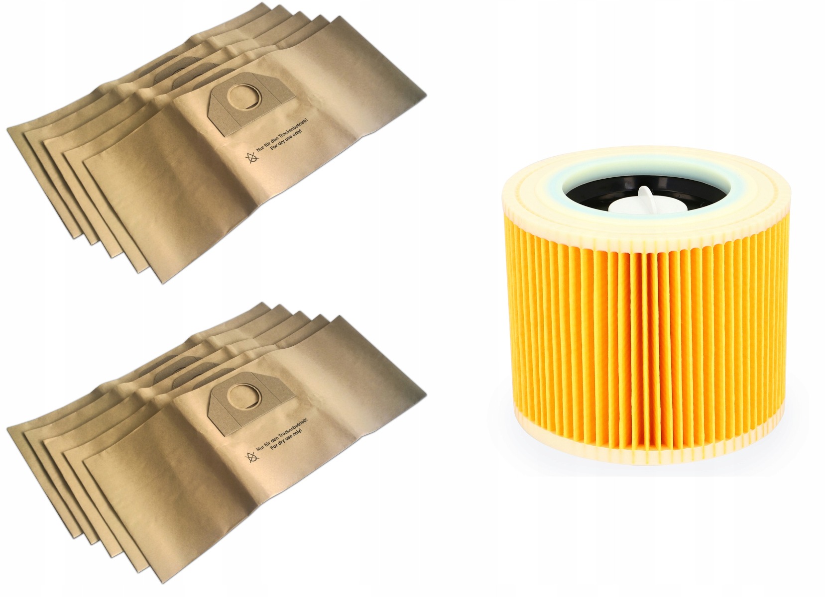 Kärcher papieren filterzakken voor stofzuiger WD3 200 MV3 10 stuks + 1 filter megamix.nl