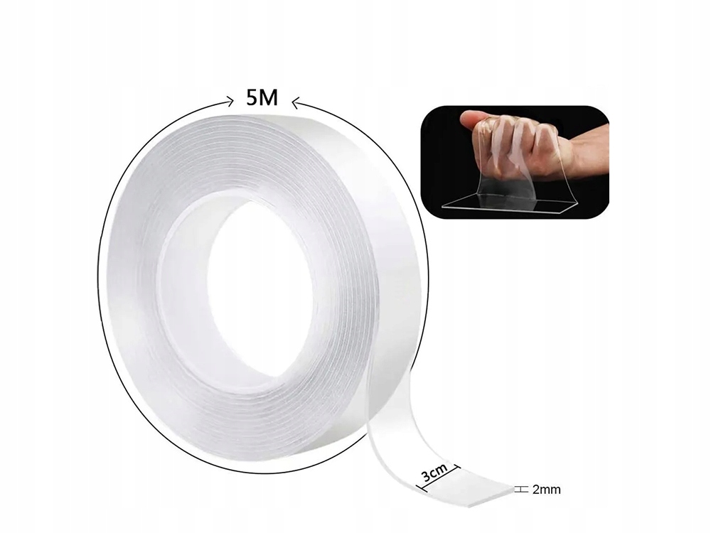 Dubbelzijdige antislipband 5m transparant NANO meerdere keren te gebruiken megamix.sk