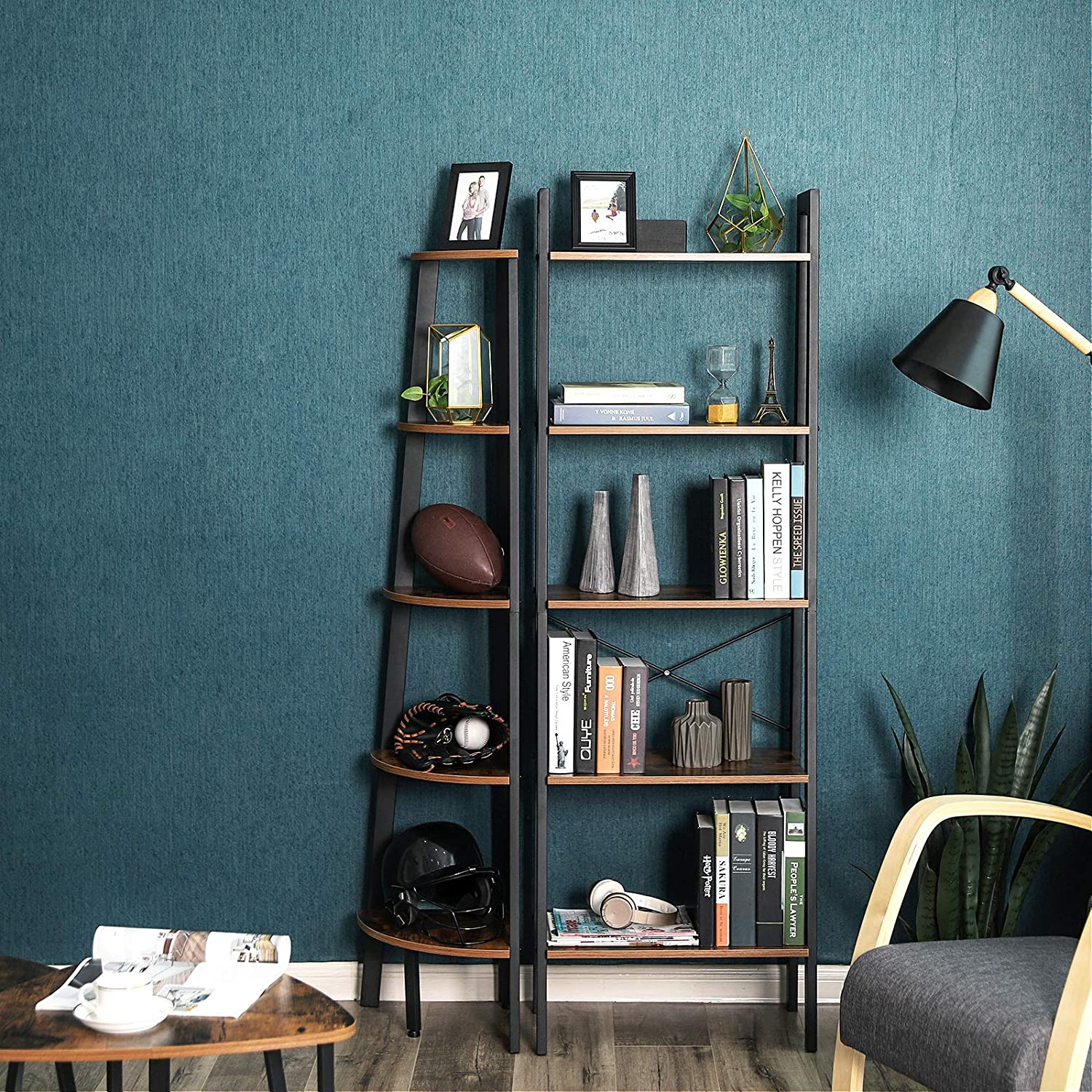 boekenplank 56x34x172cm rustiek bruin hout metaal megamix.sk