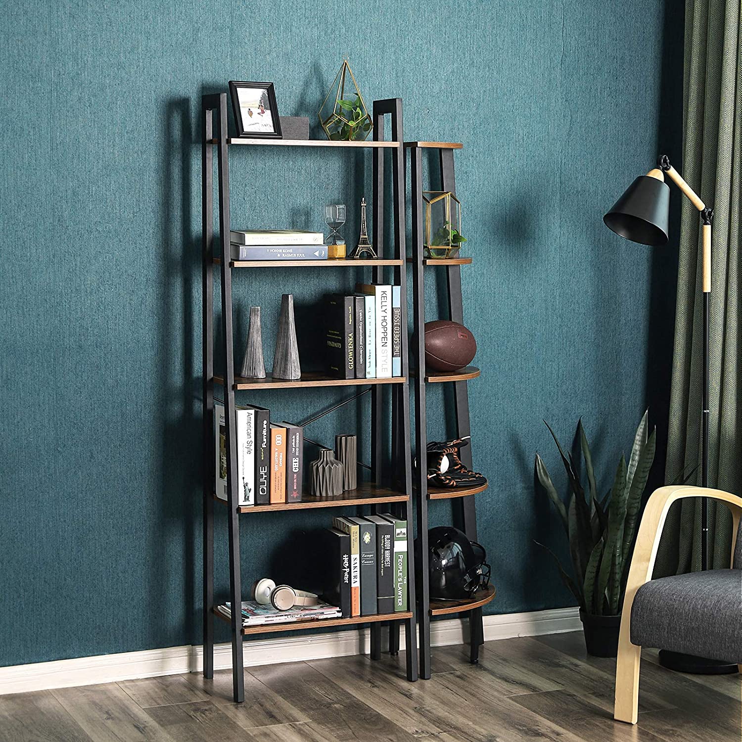boekenplank 56x34x172cm rustiek bruin hout metaal megamix.sk