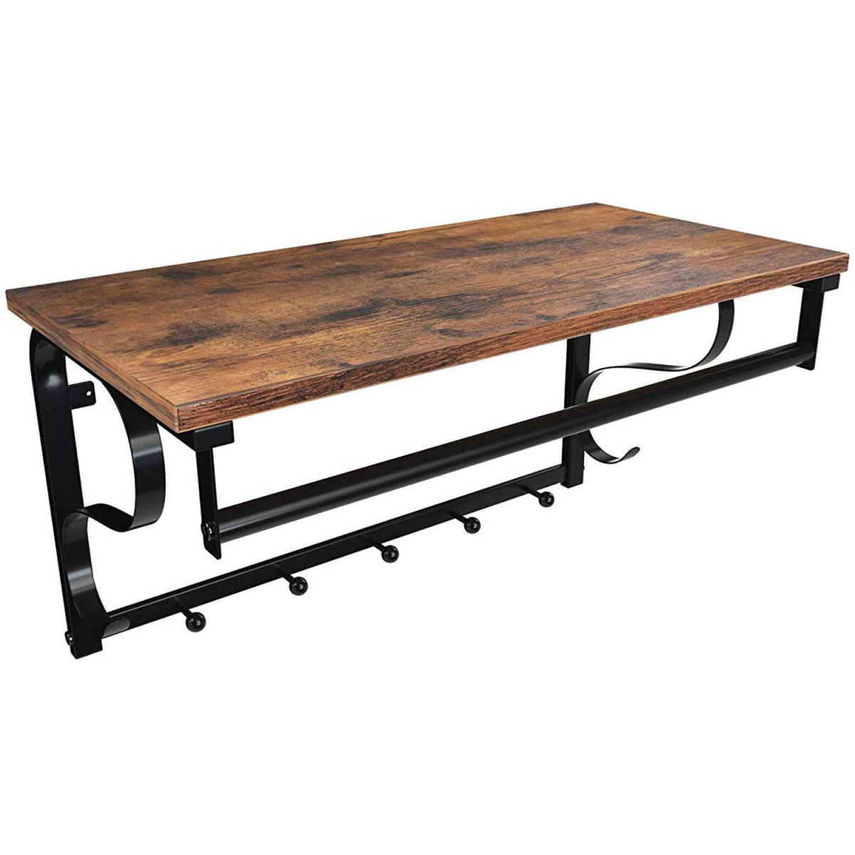 rek met haken 60x30x31,7cm rustiek bruin zwart metaal megamix.sk