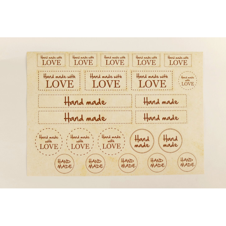 set met HAND MADE WITH LOVE stickers 23 stuks megamix.sk